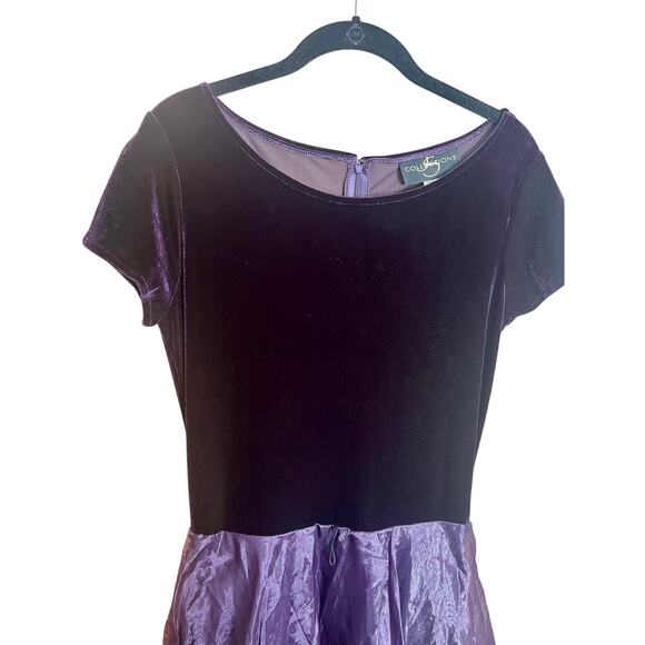 JS Collections Dress - Purple Velvet and Organza Maxi Evening Gown - 10 - Picture 3 of 7